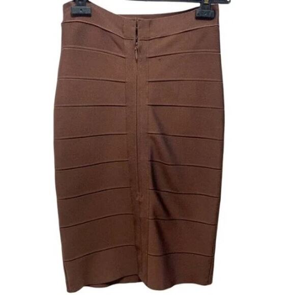 Herve Leger Pencil Silhouette Bandage Skirt Stretch Cocoa Brown Women's Sz Small - Picture 4 of 14